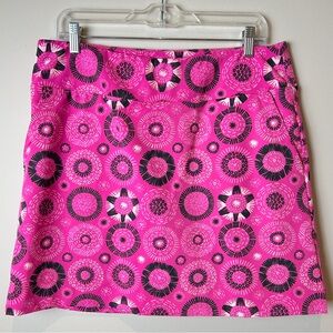 Katherine Way Bright Pink Bold Print A-Line Jogging Tennis Athletic Skirt Size L